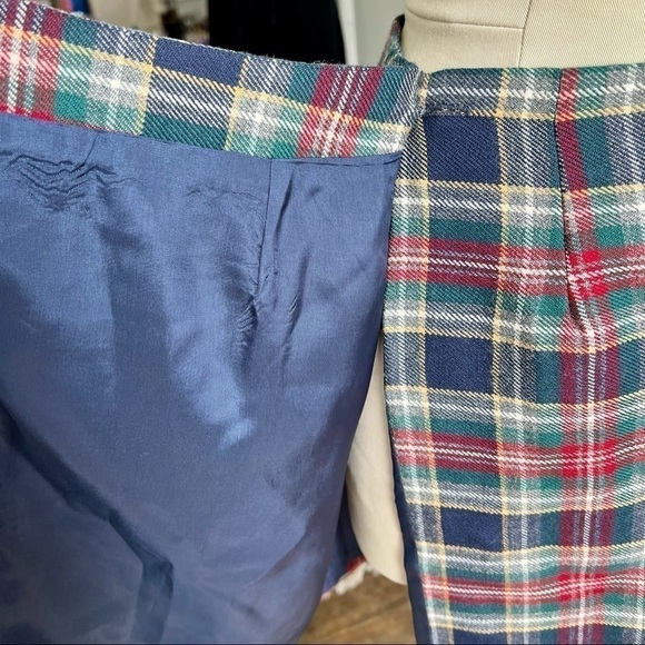 Vintage Plaid Wool Wrap Skirt Fully Lined Knee Length Y2K 90s Dark Academia 8P - Picture 8 of 11